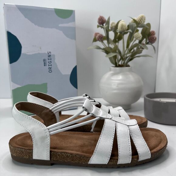 Earth Origins Laney Leather Sling-Back Sandals White 7260024 Women's 8.5 NWB - Picture 3 of 10